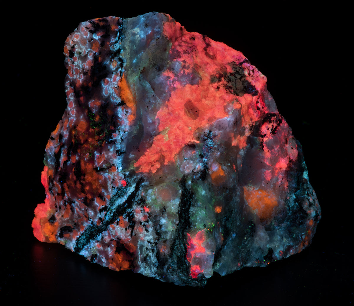 My dad created a custom display case for my fluorescent rocks/minerals and  I just loaded it up with some specimens. White light, Longwave, Shortwave  (x2) photos. : r/rockhounds