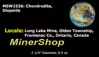 Chondrodite, blue diopside sphere from Canada