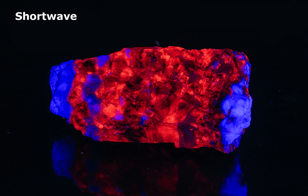 red fluorescent calcite and blue fluorite from the Pure Potential Mine